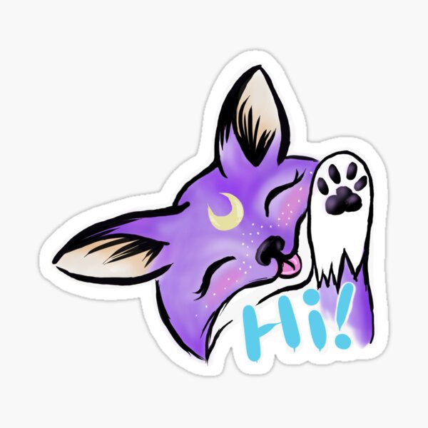 Purple Fox Hi! Sticker