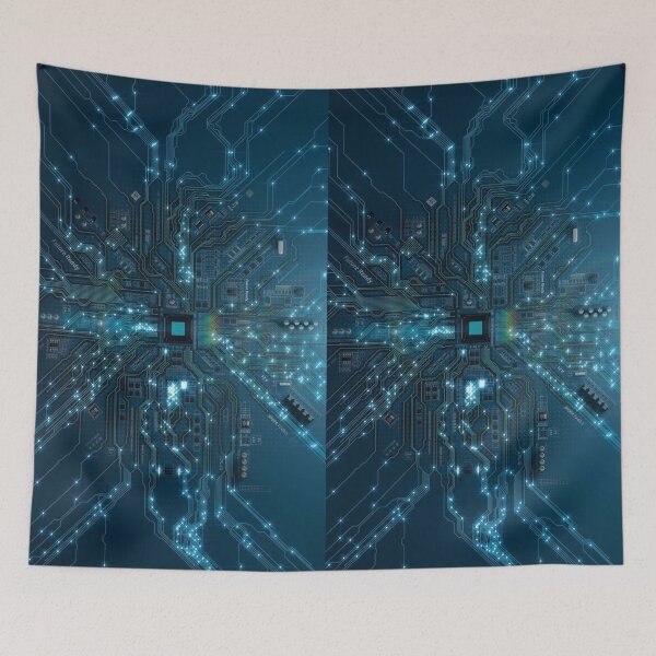 Item preview, Glowing Lights Run Along The Paths Of The Future Ready Circuit Board designed and sold by Phantasmal-2-do.