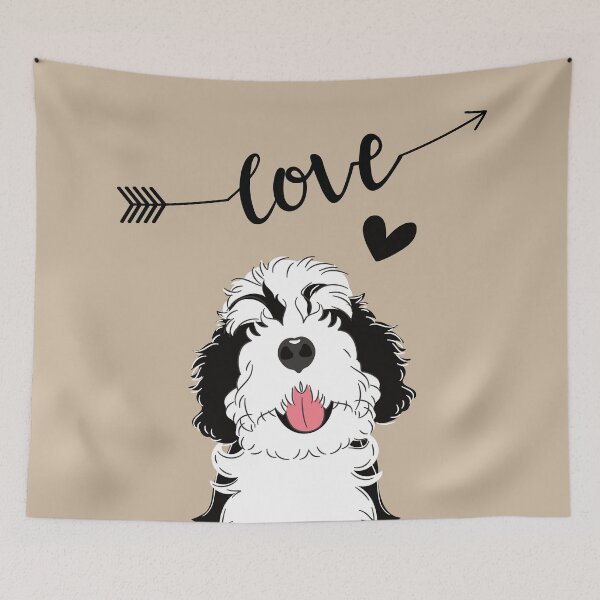 Item preview, LOVE Black and White Bernedoodle designed and sold by Lulupainting.