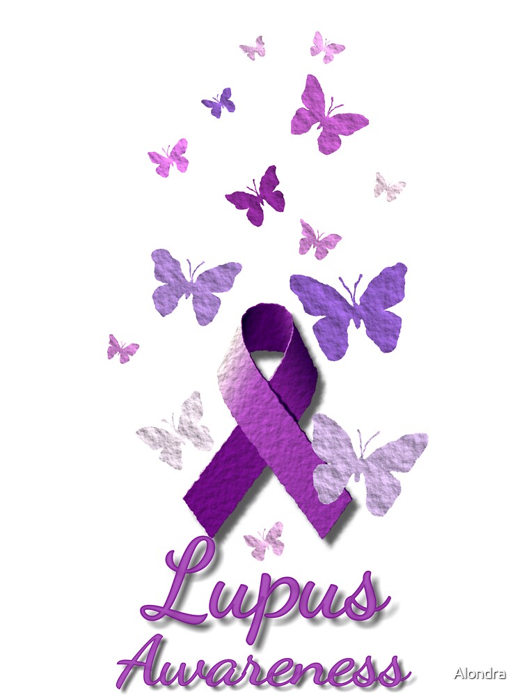 Purple Awareness Ribbon with Butterflies by Alondra, Redbubble