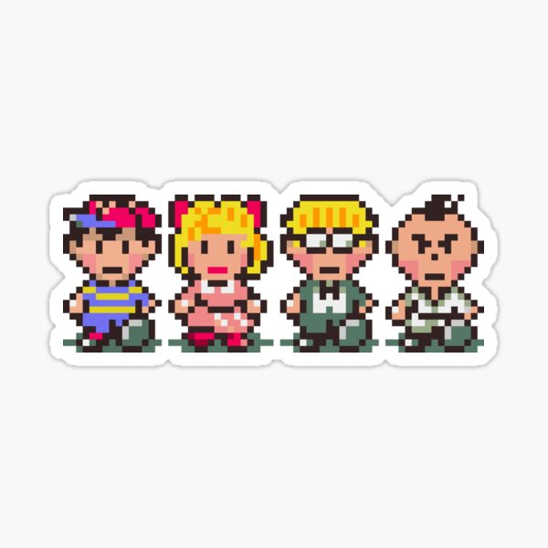 Vista previa del artículo con la obra «Sprites de miembros del grupo Earthbound», diseñado y vendido por The Sprite Guy.