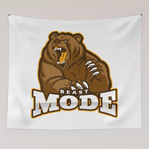 Item preview, Beast Mode Bear White - Funny Gym designed and sold by GymWearDepot.