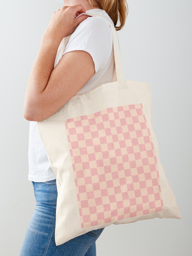 Checkerboard Check Checkered Pattern in Blush Pink and Cream