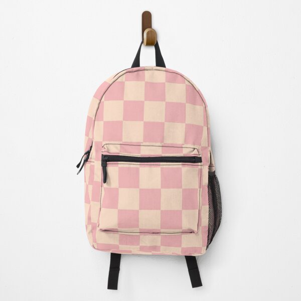 Checkered Backpack Bag Cream Checkered