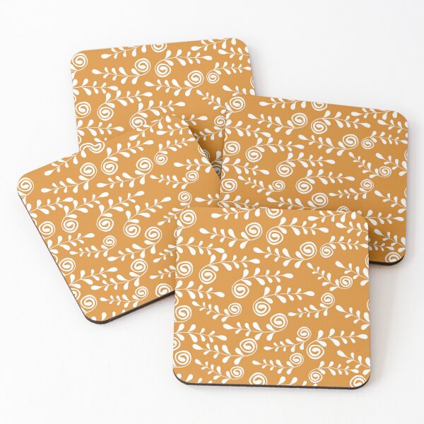 Item preview, Swirly Fern Leaf on Orange Background designed and sold by Trinket-Trickster.