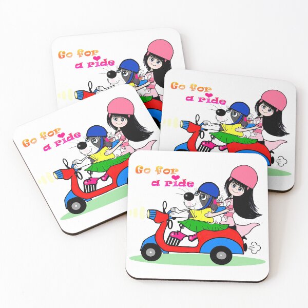 Item preview, Go for a ride - cute dogs and a lady  designed and sold by Shirley cute art .