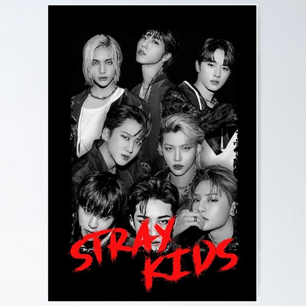 Item preview, Stray Kids Kpop Group Members black and white Korean Kpop RGB Color Design designed and sold by Piosenka Art.