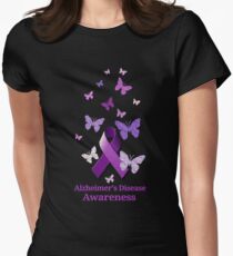 Purple Awareness Ribbon: Alzheimer's Disease Women's Fitted T-Shirt