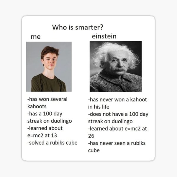 Me vs Einstein meme Sticker
