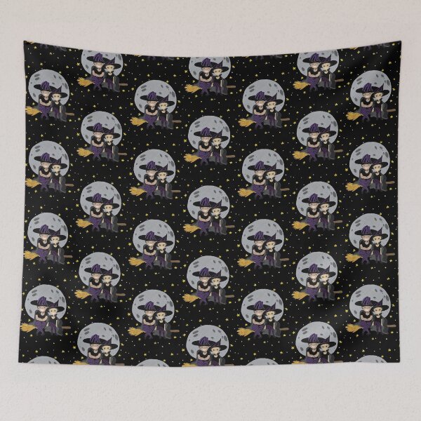 Item preview, Halloween witches sisters flying on a broom| Perfect Gift | Kissing Booth Git designed and sold by cathytori.
