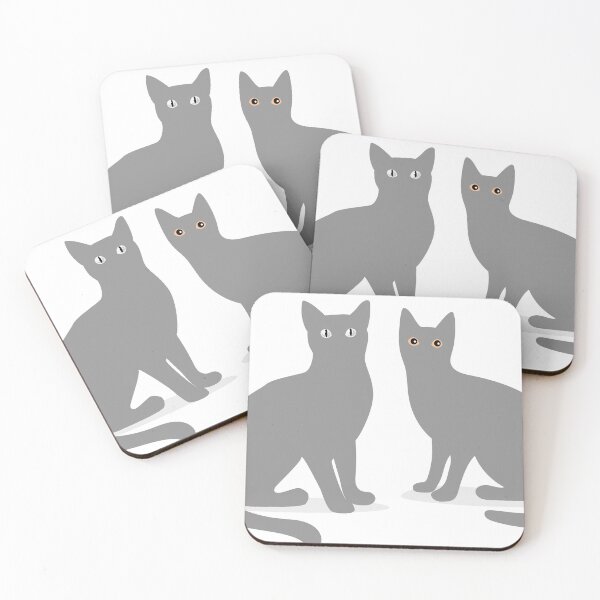 Item preview, Cute Twin Silver Elegant Cats standing and looking designed and sold by Black Maverik Estore.