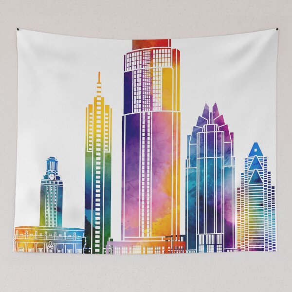 Item preview, Austin landmarks watercolor poster designed and sold by paulrommer.