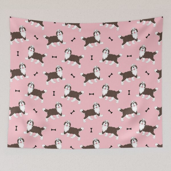 Item preview, Cute Brindle Bernedoodle - Pink Background designed and sold by Lulupainting.