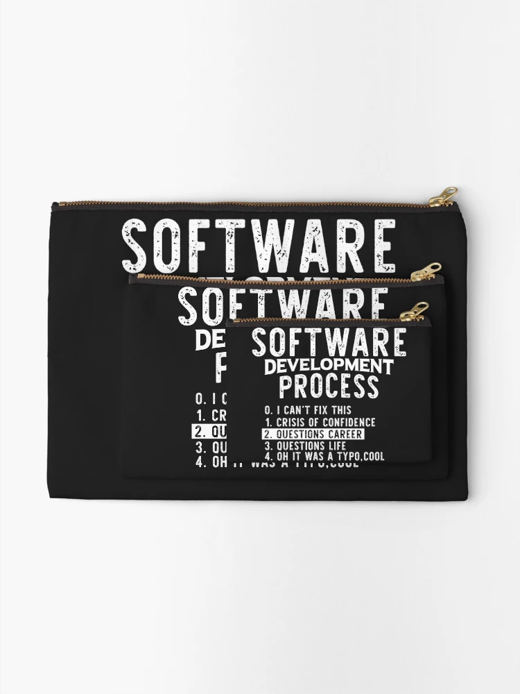 Thumbnail 2 of 4, Zipper Pouch, Software Development Process - Programming Jokes designed and sold by Programming Jokes.