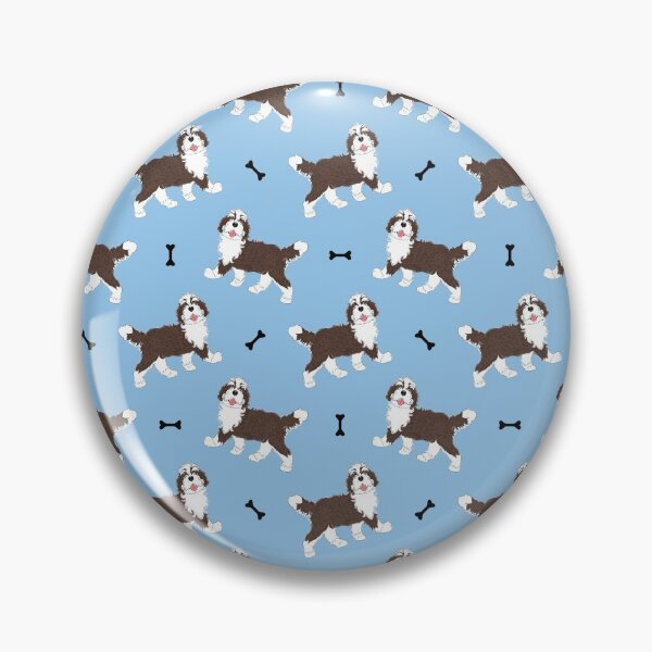 Item preview, Cute Brindle Bernedoodle - Blue Background designed and sold by Lulupainting.