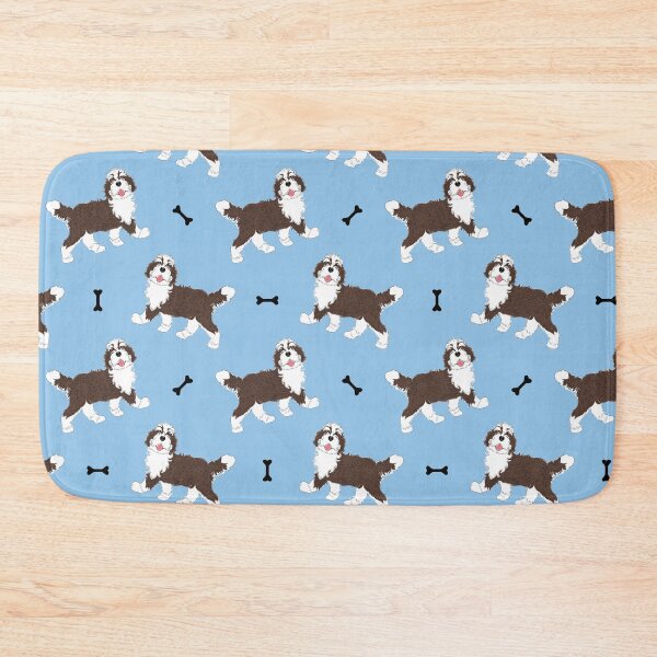 Item preview, Cute Brindle Bernedoodle - Blue Background designed and sold by Lulupainting.