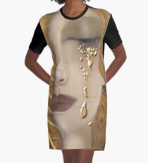 My Klimt Serie:Gold Graphic T-Shirt Dress