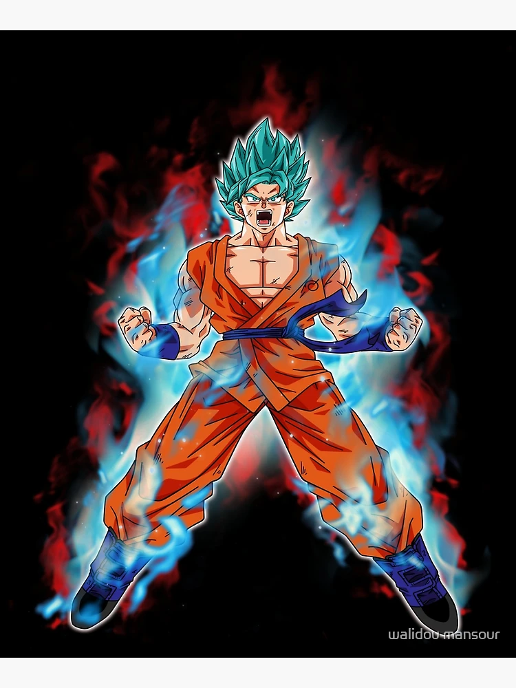 Burst of power Super Saiyan Blue Kaioken Goku, an art print by Roy