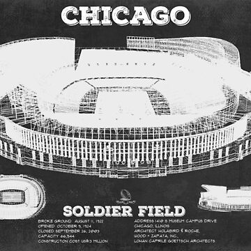 Chicago Bears Stadium Seating Chart Soldier Field Vintage Football Print