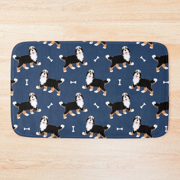 Item preview, Cute Tri Color Bernedoodle - Blue Background designed and sold by Lulupainting.