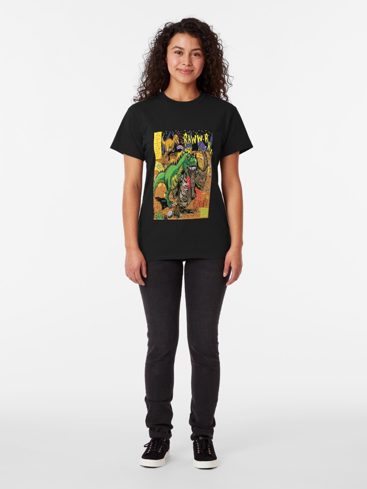 Alternate view of Space Chick & Nympho: Vampire Warrior Party Girl Comix #1- Comic Page "Dino Fight" Classic T-Shirt