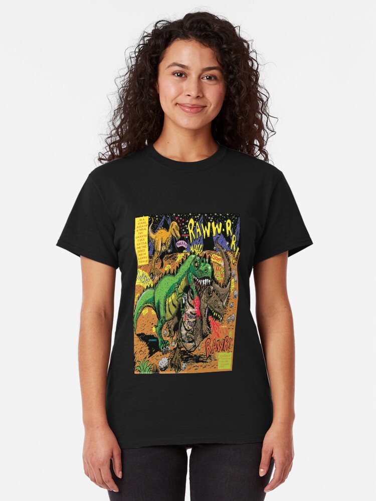 Alternate view of Space Chick & Nympho: Vampire Warrior Party Girl Comix #1- Comic Page "Dino Fight" Classic T-Shirt