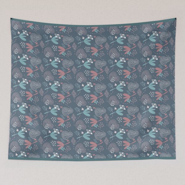 Item preview, Abstract blue shapes, flowers and plants designed and sold by CervantesArte20.