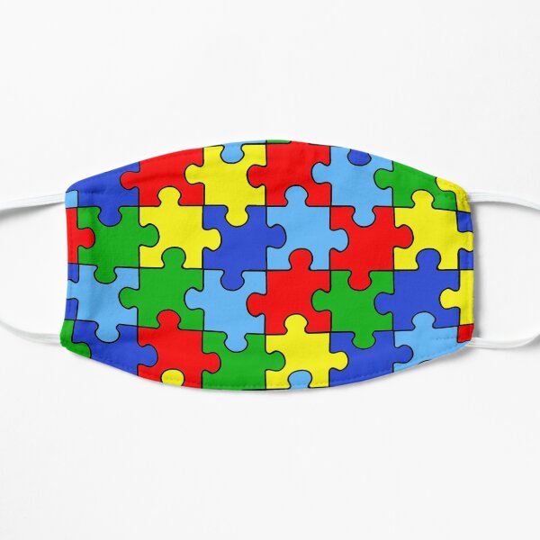 Autism Puzzle Pieces Ribbon Flat Mask
