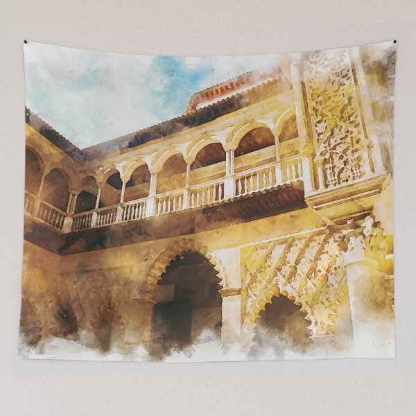 Item preview, The Royal Alcazars of Seville, Watercolor designed and sold by AM FineArtPrints.
