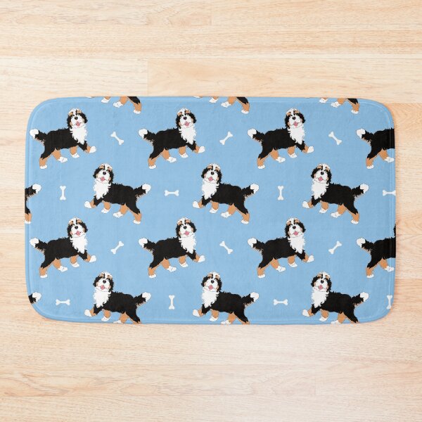 Item preview, Cute Tri Color Bernedoodle - Baby Blue Background designed and sold by Lulupainting.