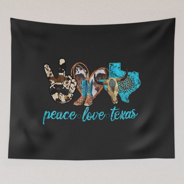Item preview, Turquoise Cowboy Boots Bull Skull Peace Love Texas Cowgirl designed and sold by anitaruthp.
