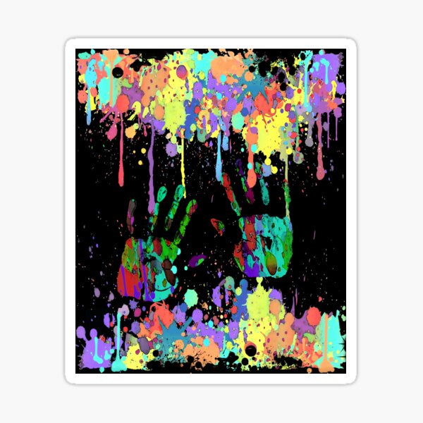Crazy Multicolored Running Splashes Hands 1 Sticker