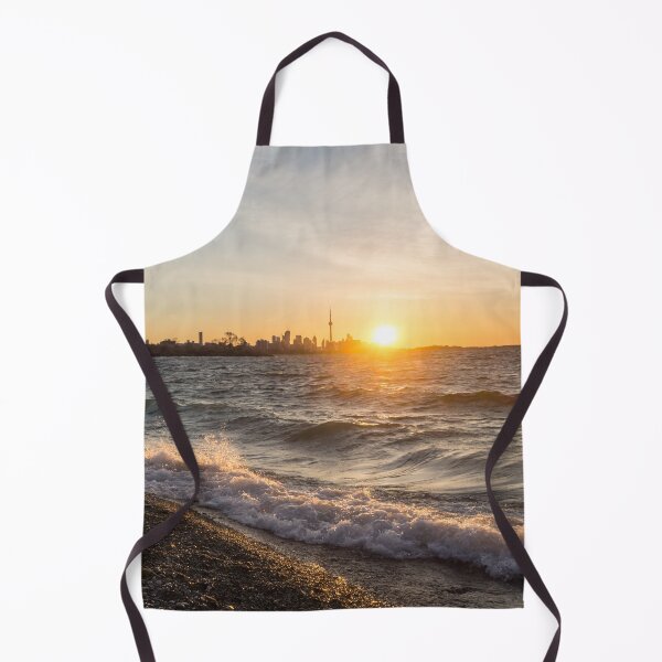 Item preview, Wave Splash Sunrise - Toronto Skyline Behind Rough Lake Ontario designed and sold by Georgia Mizuleva.