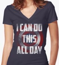 I can do this all day. shield Women's Fitted V-Neck T-Shirt