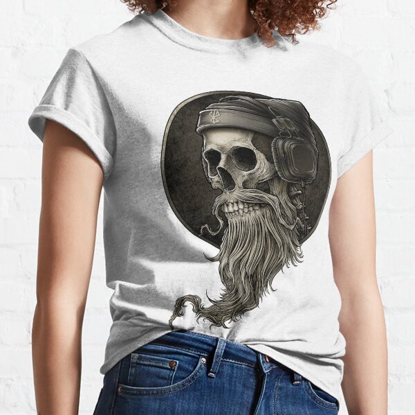 Viking Vintage Skull Beard with Headphone Classic T-Shirt