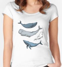 Wale sind überall Tailliertes Rundhals-Shirt