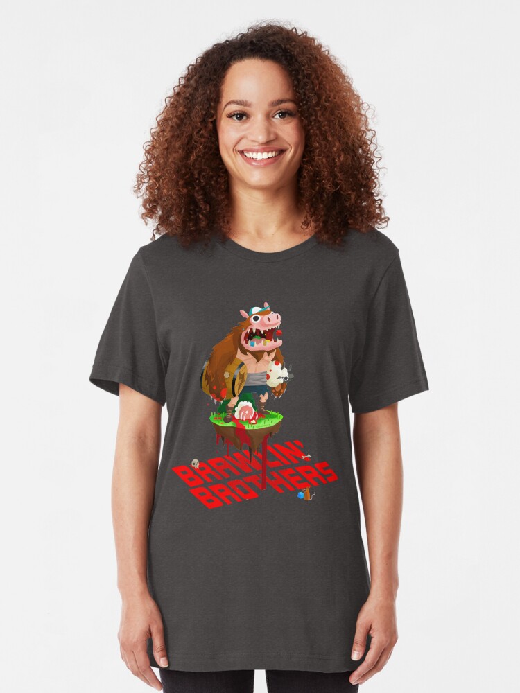 Alternate view of Brawling Brothers - ManBearPig Slim Fit T-Shirt