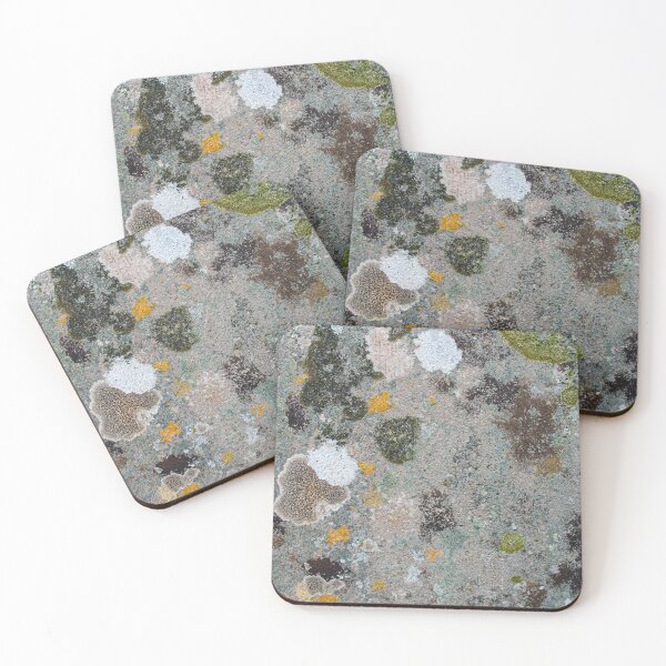 Item preview, Blotchy patchy lichen and moss patterns growing on an old textured stone designed and sold by James-Cole.