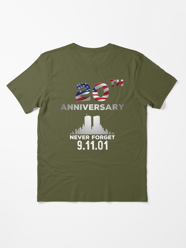 CubeBik Fdny Never Forget 9/11 20th Anniversary T-Shirt - 9/11 Memorial Print on Back T-Shirt