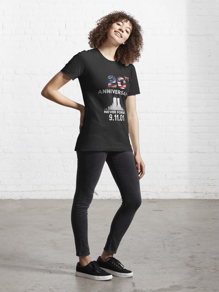 Never Forget 9/11 20th Anniversary FDNY Tee Shirt - 9/11 Memorial Print On  Back Shirt