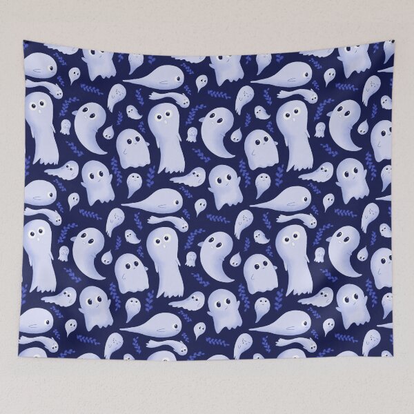 Item preview, Cute Blue Halloween Ghost Pattern designed and sold by Sasha Stowe.