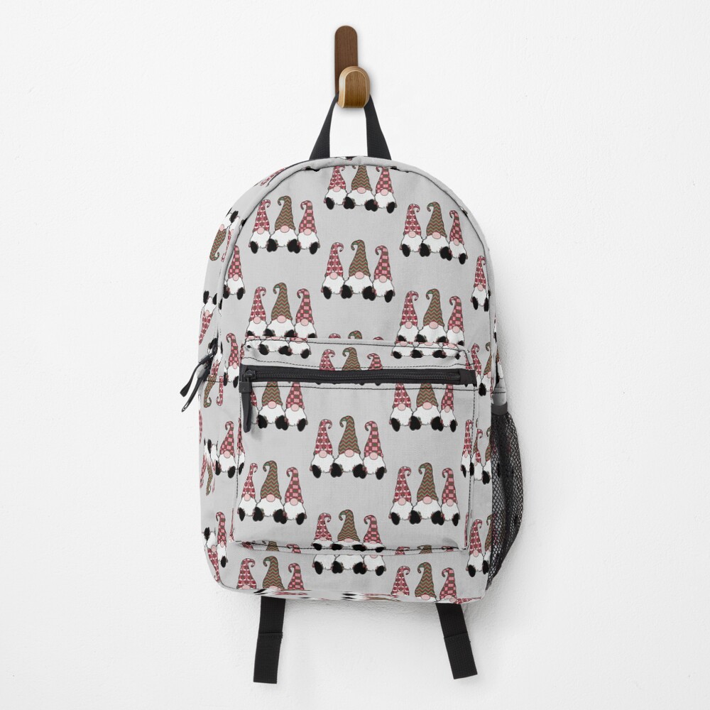 3 Nordic Gnomes Winter Christmas Swedish Tomte Cute Elves Red Backpack