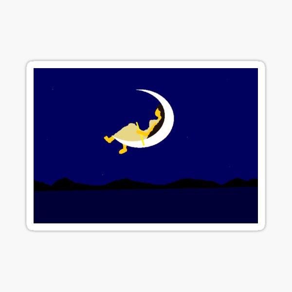 Swinging on moon Sticker