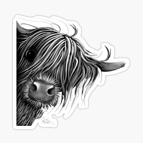 Item preview, HiGHLaND CoW PRiNT SCoTTiSH ' SuGaR LuMP B&W ' BY SHiRLeY MacARTHuR designed and sold by Shirley MacArthur Limited.