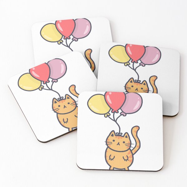 Item preview, cute flying balloon cat designed and sold by moonbean-art.