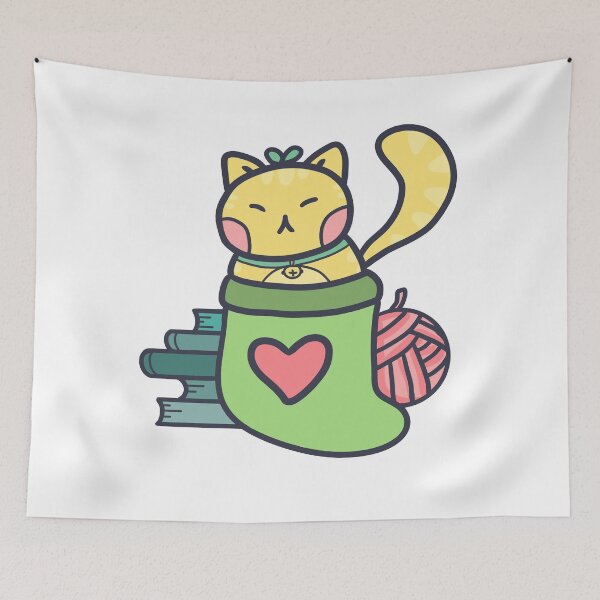 Item preview, cute cat in a sock design designed and sold by moonbean-art.