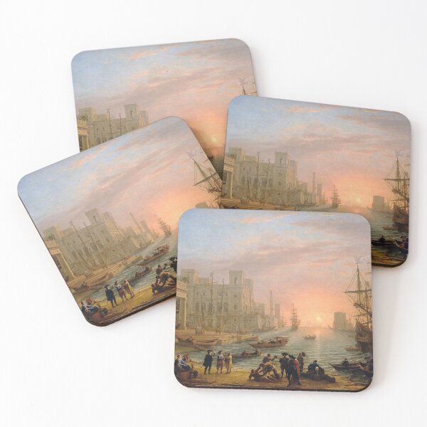 Item preview, Seaport at sunset - Claude Lorrain painting from 1639 designed and sold by Vintage Designs +.