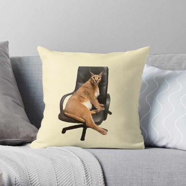  Floppa Memes Big Low Poly Cat Throw Pillow, 16x16