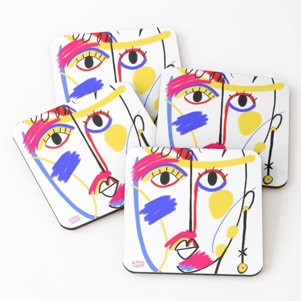 Item preview, Simple line multicolor portrait designed and sold by Aitanaperez-art.