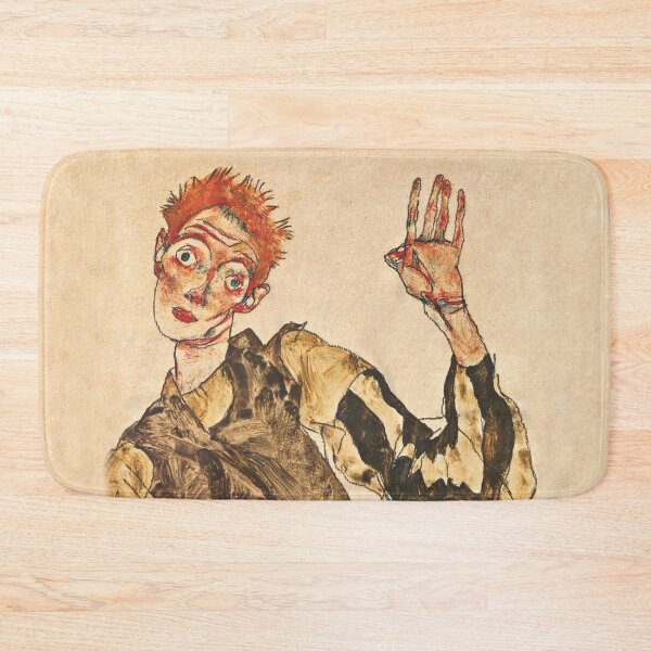 Item preview, Egon Schiele self portrait with striped armlets throw blankets designed and sold by Vintage Designs +.